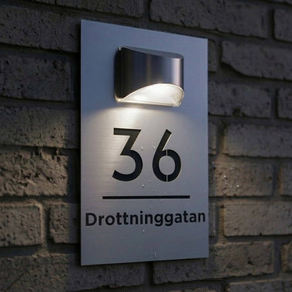 Personlig Solcelledrevet Husskilt